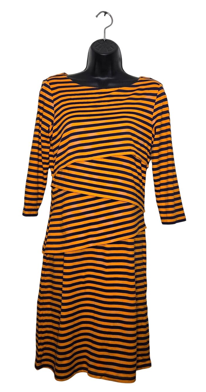 J. McLaughlin Catalina Dress Women's Size Small Orange Navy Nicola Stripe Dress